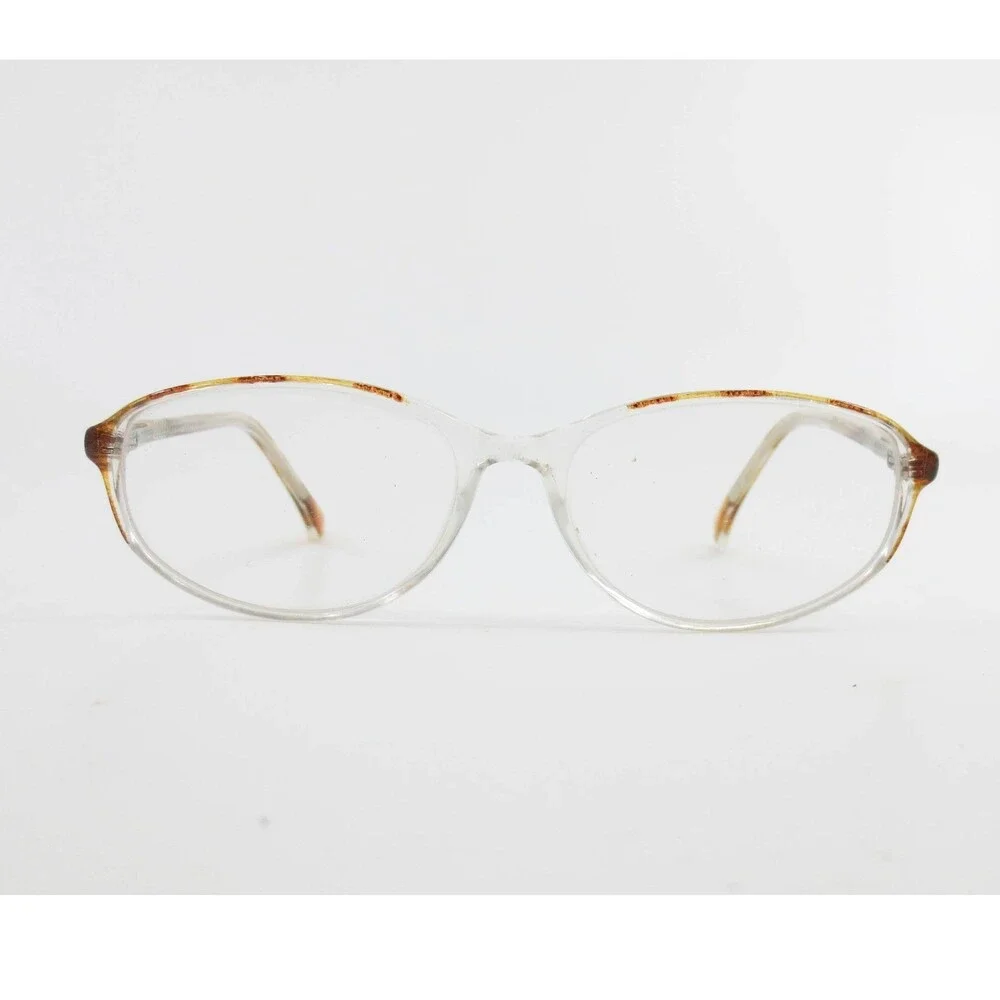 WP7016 BR Clear Tortoise Oval Eyeglasses Frames 51-16-135 Brown Pattern Vintage